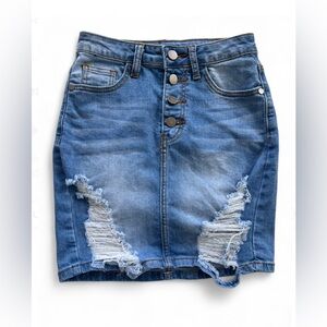 Windsor Distressed Denim Skirt